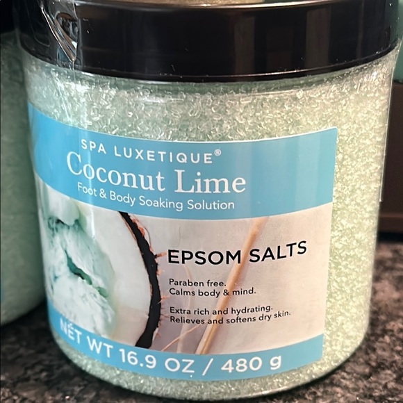 Spa Luxetique (1) Lavender and (2) Coconut Lime Epsom Salts Tubs Set of 3 NWT - Picture 5 of 9